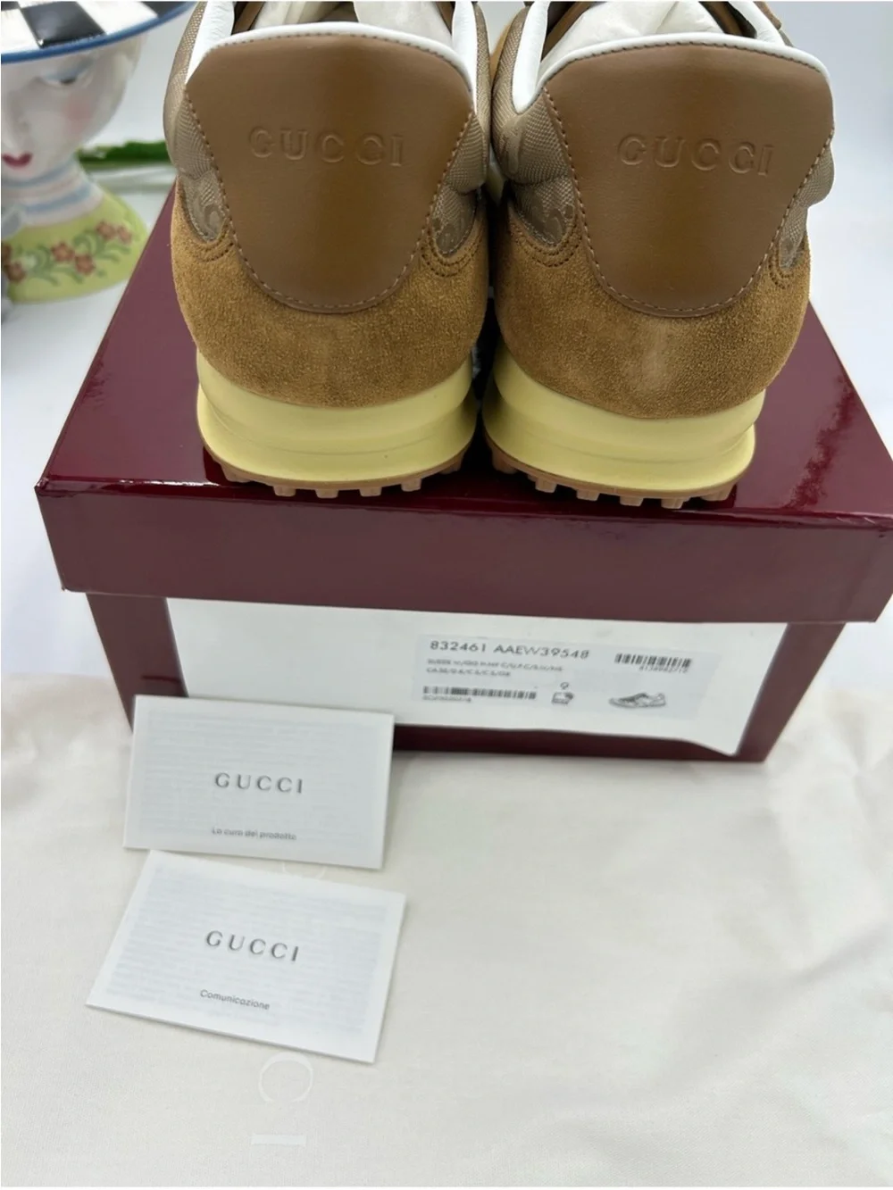 Men’s Gucci re-motion canvas/suede sneaker size 9, made in Italy. NWT.